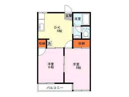 カーサクロヤナギ(2DK/2階)の間取り写真