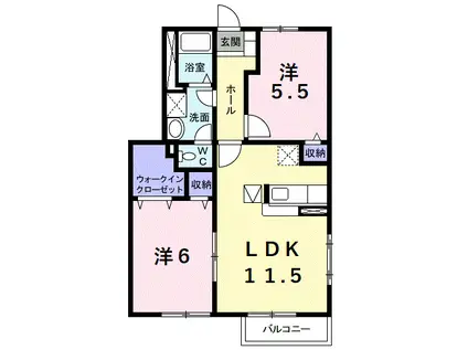 コリーヌSSII(2LDK/1階)の間取り写真