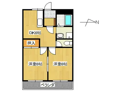 ファースト・イースト(2DK/3階)の間取り写真