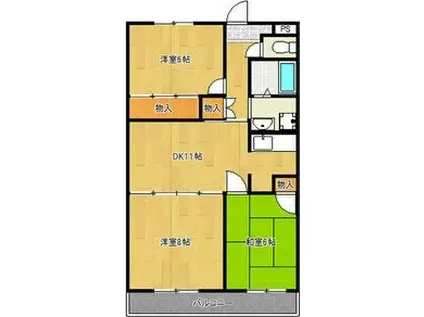 ヴィラ長湫(3LDK/1階)の間取り写真