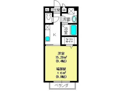 ソフィア・コート(1K/2階)の間取り写真