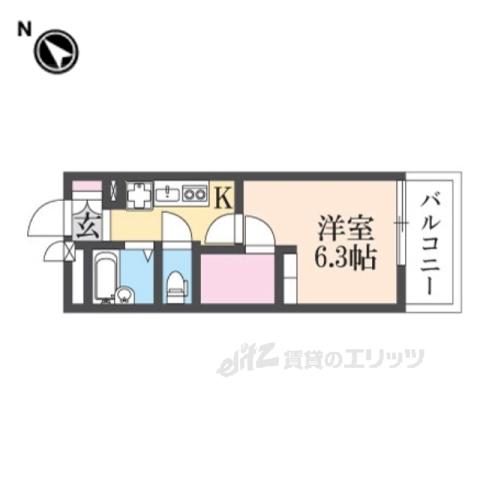 レオパレスひらかた(1K/3階)の間取り写真