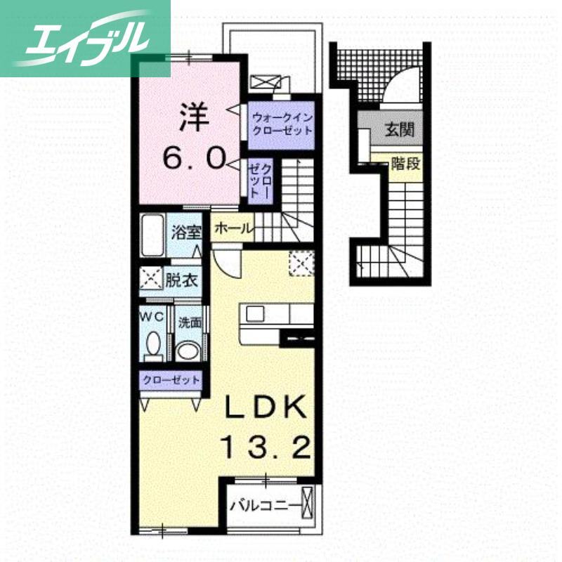 ホワイトリリーA(1LDK/2階)の間取り写真