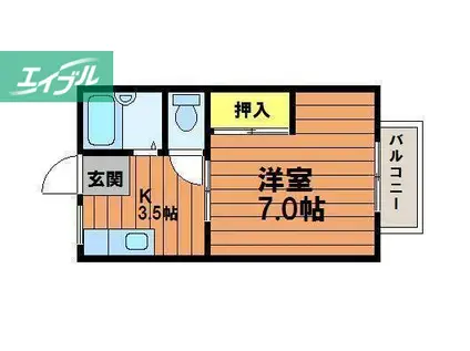 コーポ島村I(1K/2階)の間取り写真