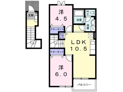 カーサ・ローマA(2LDK/2階)の間取り写真