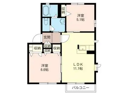 シュペリュールIII(2LDK/2階)の間取り写真