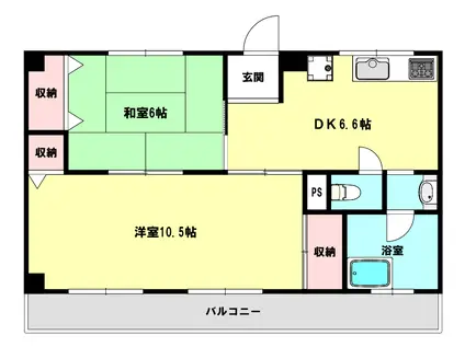 潮見が丘コーポラス(2DK/4階)の間取り写真