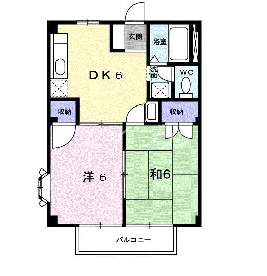 ハイムあすなろB(2DK/1階)の間取り写真