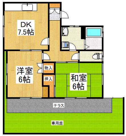 ピーチハウス(2DK/1階)の間取り写真