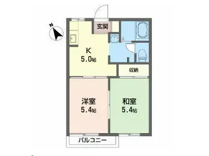 サンビクトワールA(2K/2階)の間取り写真