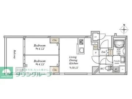 オープンブルーム東向島(2LDK/5階)の間取り写真