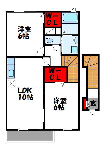ルーチェII(2LDK/2階)の間取り写真