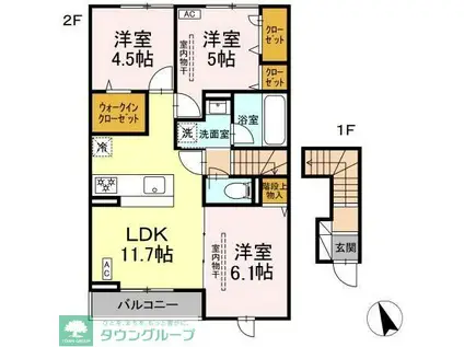 グラースK(3LDK/2階)の間取り写真