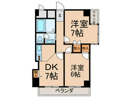 リヴァディチ天王寺(2DK/6階)の間取り写真