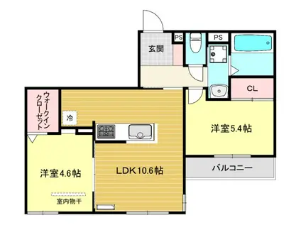 リラフィナート西宮北口(2LDK/2階)の間取り写真