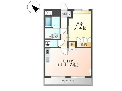 プロスペリティー(1LDK/2階)の間取り写真