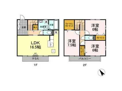 ペイサージュ(3LDK/1階)の間取り写真