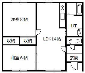 グランディールII(2LDK/2階)の間取り写真