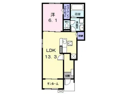 セシルI(1LDK/1階)の間取り写真