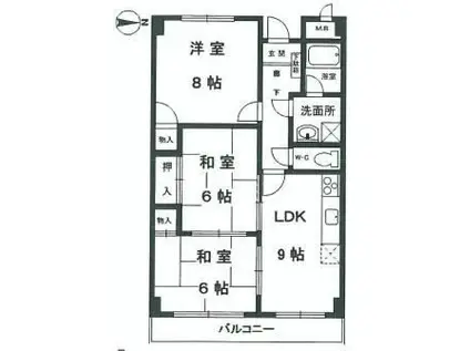 ツインパレス武庫(3LDK/1階)の間取り写真