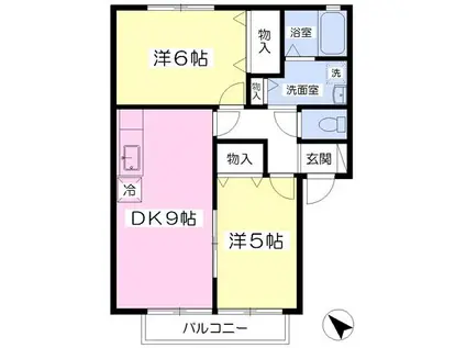 セジュール下川俣(2DK/1階)の間取り写真