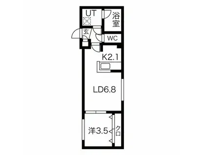 グランヴェール月寒中央(1LDK/4階)の間取り写真