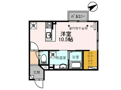 イルマーレ(ワンルーム/2階)の間取り写真