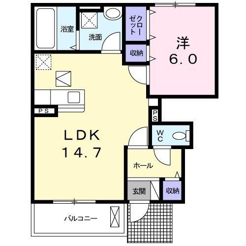 ブリック フェアリーIII(1LDK/1階)の間取り写真