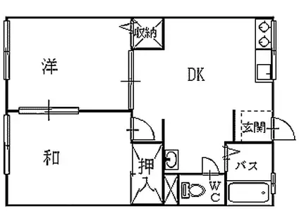 シティハイムグロワール(2DK/1階)の間取り写真