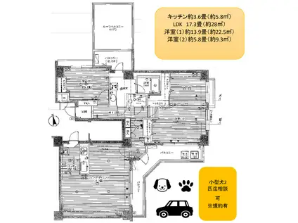 ヴィラージュ南青山(2LDK/11階)の間取り写真