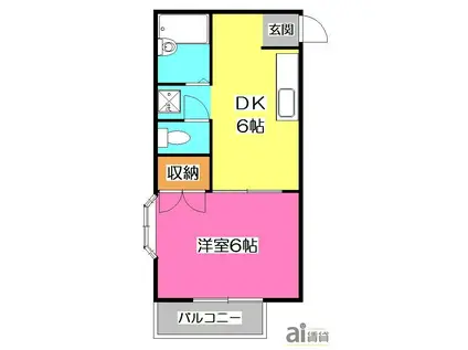 イーストハイツ(1DK/1階)の間取り写真