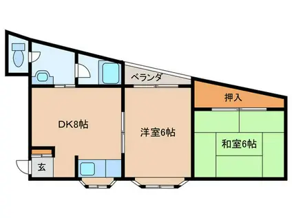 コーポ山崎(2DK/3階)の間取り写真