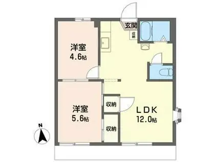 ナイスピア 弍番館(2LDK/2階)の間取り写真