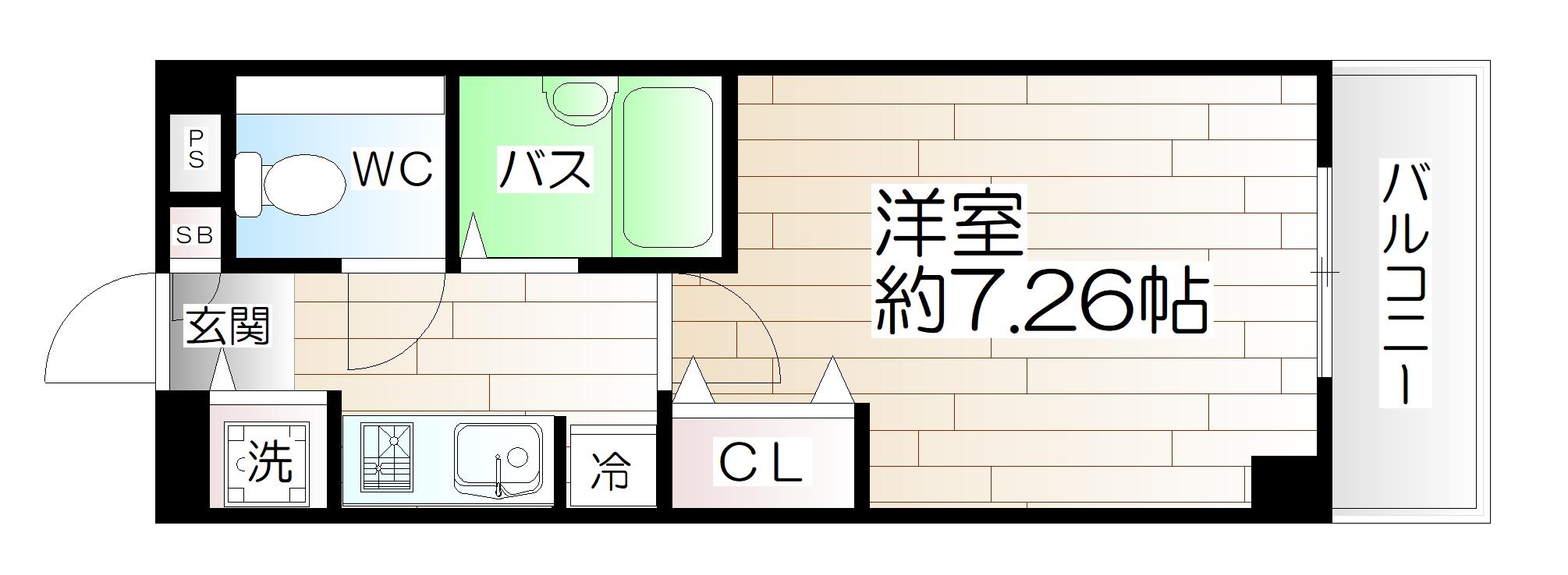 山陽電鉄本線 板宿駅 徒歩6分 5階建 築28年(1K/5階)の間取り写真
