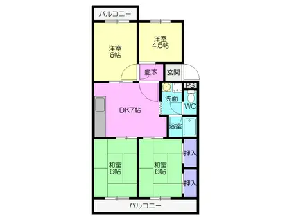 第二マンション鈴木(4LDK/3階)の間取り写真