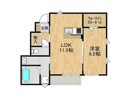 朝日レジデンス荒川本郷D(1LDK/1階)の間取り写真