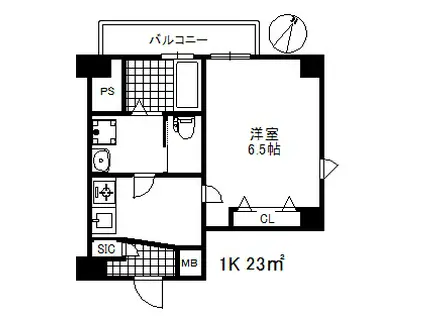 キューブコート(1K/8階)の間取り写真
