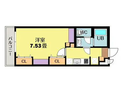 リュクス錦町(1K/2階)の間取り写真