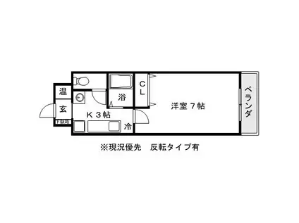 フィレンツェなんば南(1K/4階)の間取り写真