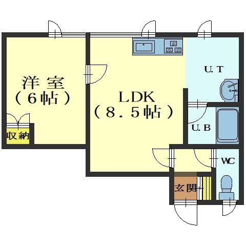 エクセレント美原(1LDK/2階)の間取り写真