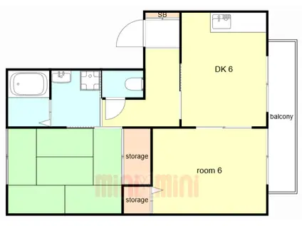 エクセレント西明石C(2DK/1階)の間取り写真