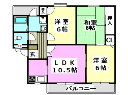エスポアール前川(3LDK/3階)の間取り写真