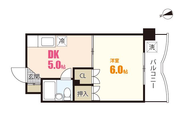 グレース中田(1DK/3階)の間取り写真