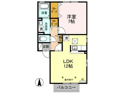 コーポアイE(1LDK/1階)の間取り写真