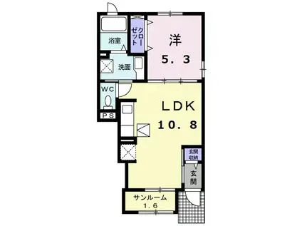 スマイル(1LDK/1階)の間取り写真