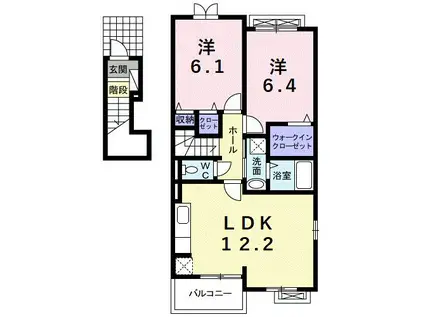 エアリーヒルIII(2LDK/2階)の間取り写真