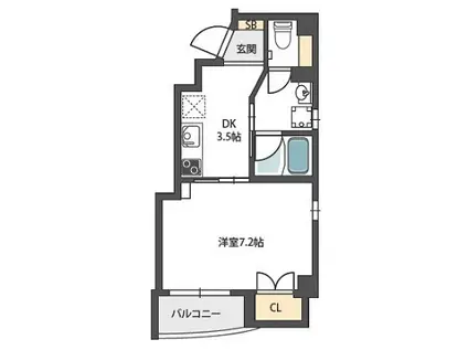 グランドールハタダビルディングII(1DK/5階)の間取り写真