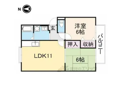 ウインドータニグチ(2LDK/1階)の間取り写真