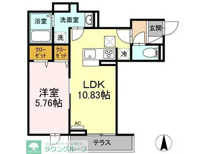 エクセリア中村北(1LDK/2階)の間取り写真