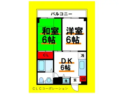 パークサイド関(2DK/3階)の間取り写真